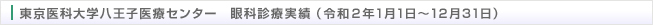 東京医科大学八王子医療センター　眼科診療実績（令和2年1月1日～12月31日）